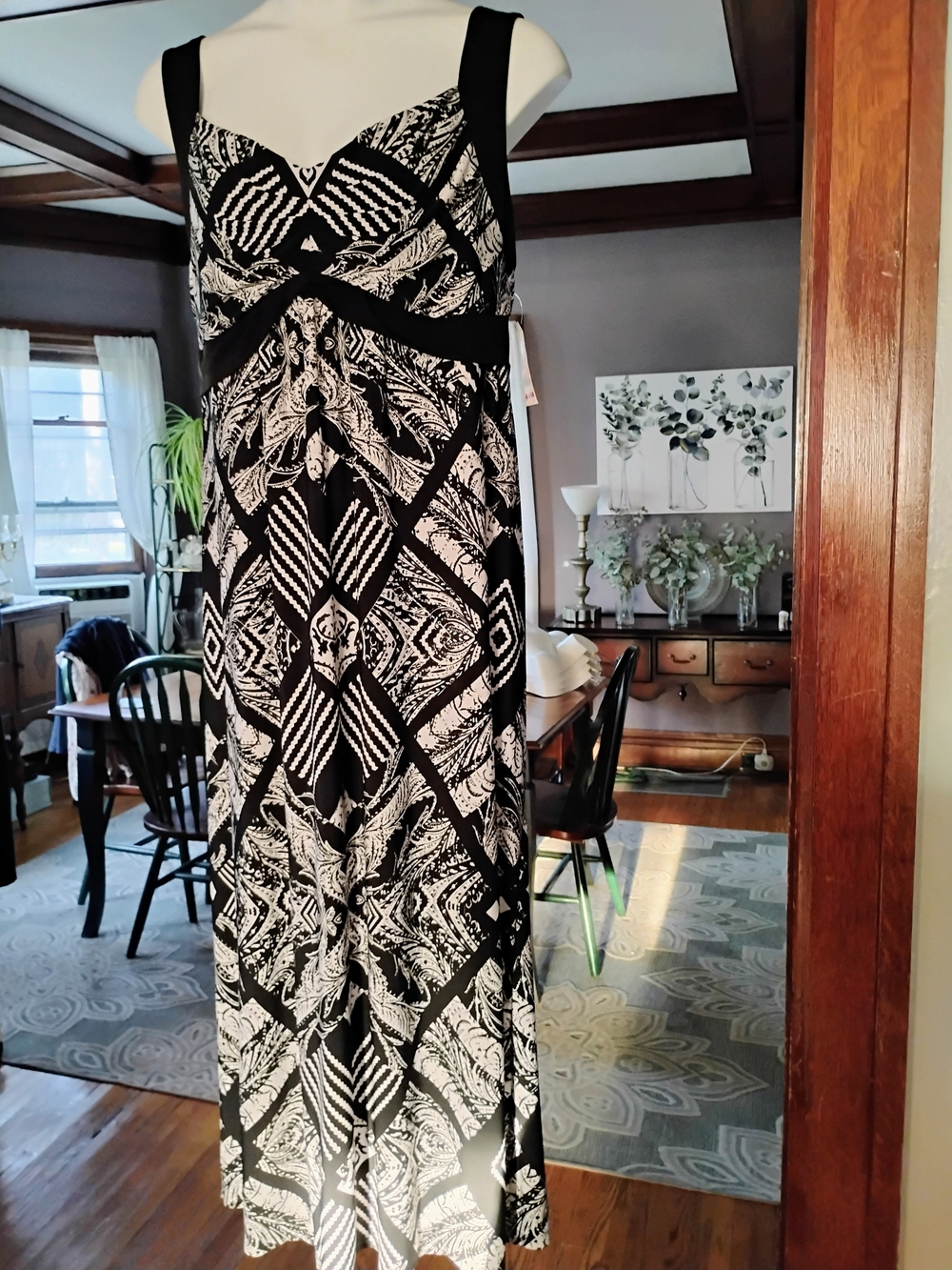 Style & Co. Black and White Geometric Maxi Dress